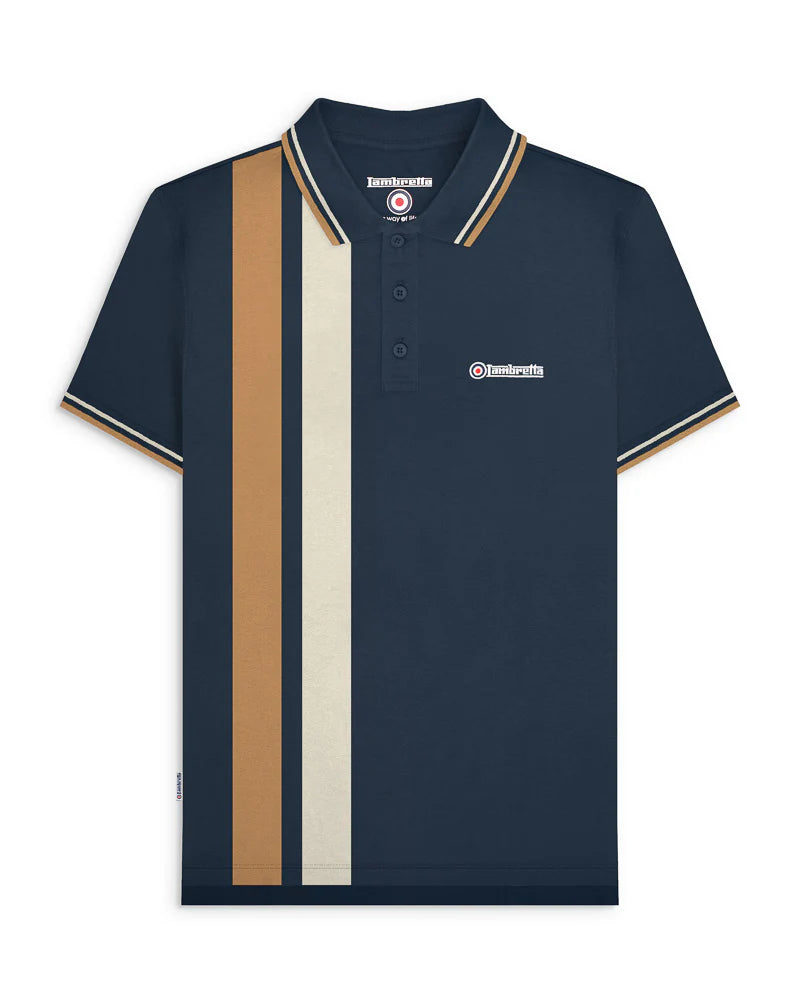 Lambretta Vertical Stripe Polo Shirt Navy