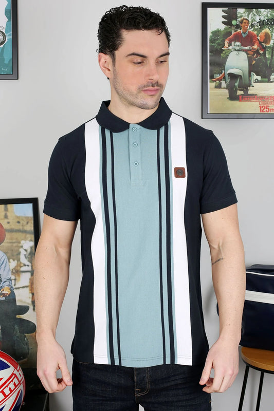 Lambretta Classic Polo Shirt Navy/Smoke Blue