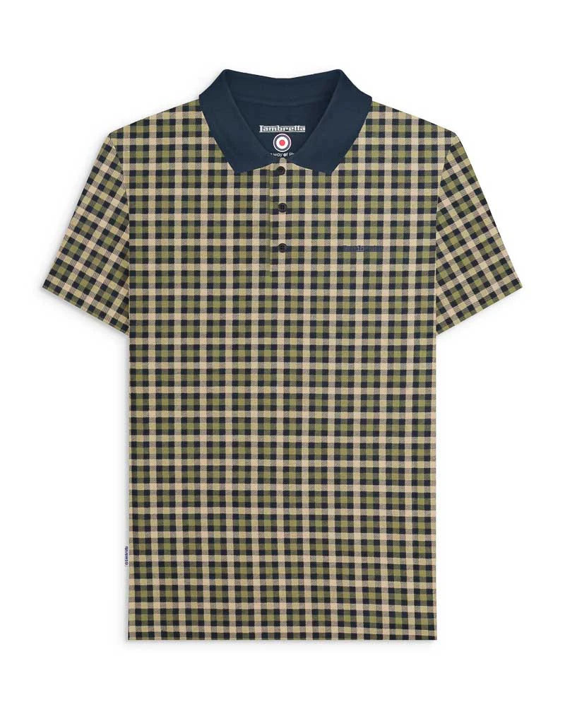 Lambretta Check Polo Shirt Navy