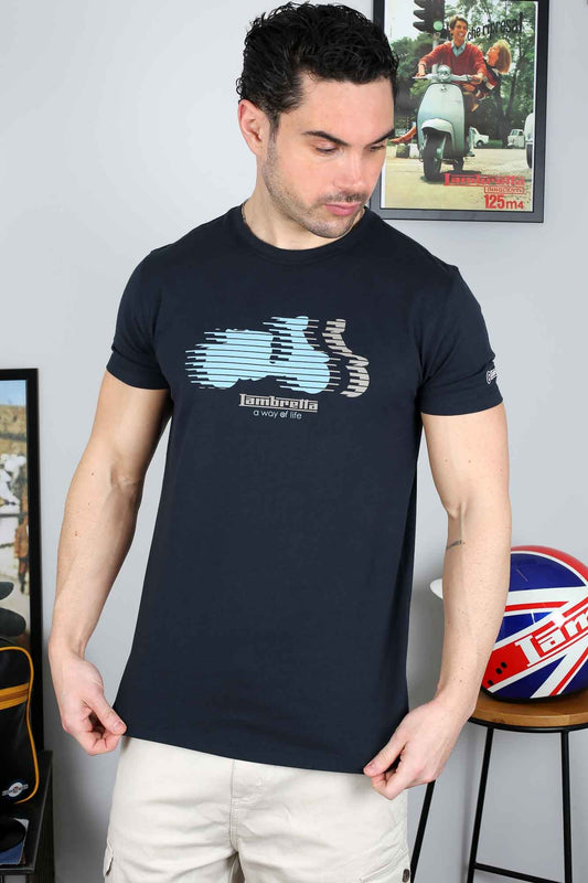 Lambretta Scooter Blur T-Shirt Navy