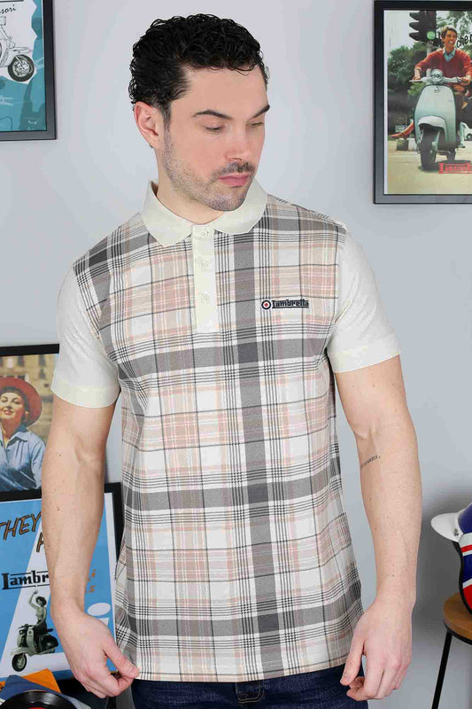 Lambretta Check Print Polo Shirt Tofu