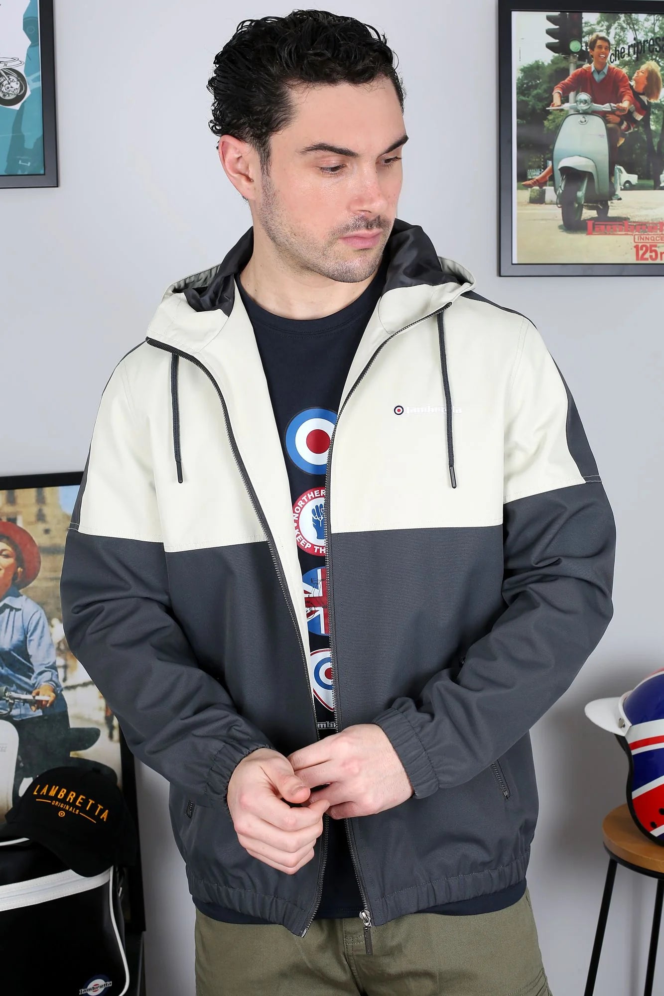 Lambretta Contrast Panel Jacket Iron/Silver