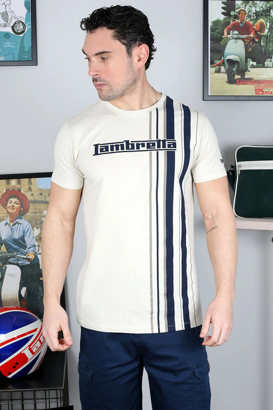 Lambretta Racing Stripe T-Shirt Silver/Navy