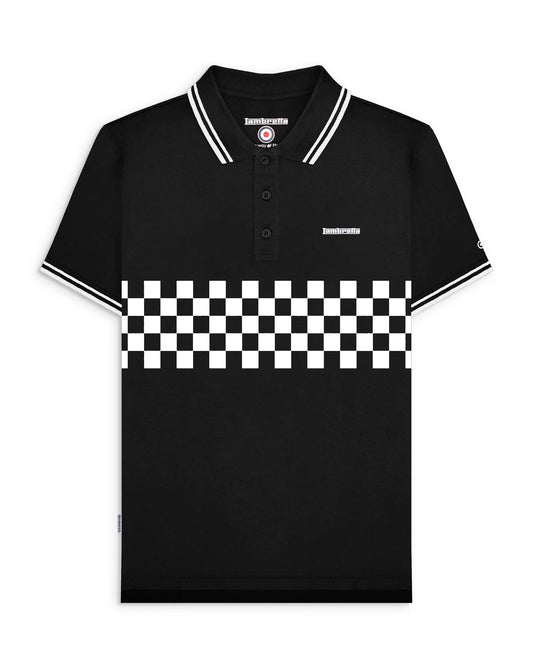 Lambretta Two Tone Tipped Polo Shirt Black/White