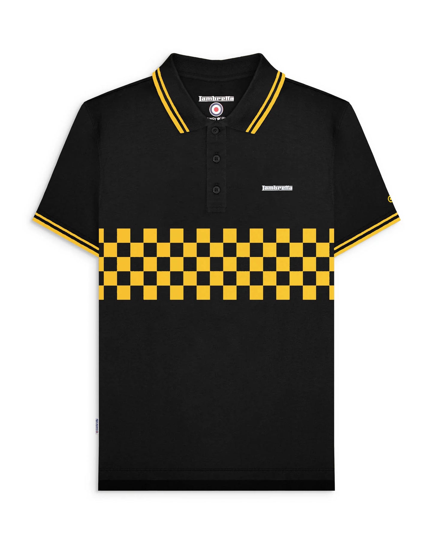 Lambretta Two Tone Tipped Polo Shirt Black/Gold