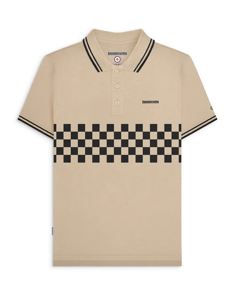 Lambretta Two Tone Tipped Polo Shirt Stone/Black