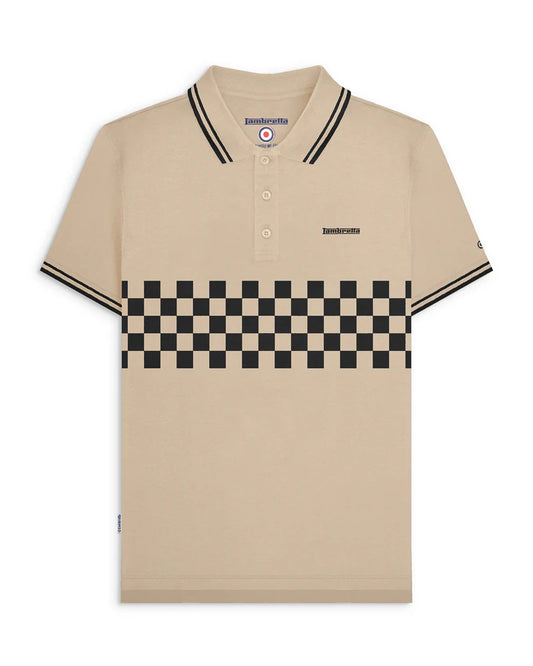 Lambretta Two Tone Tipped Polo Shirt Stone/Black