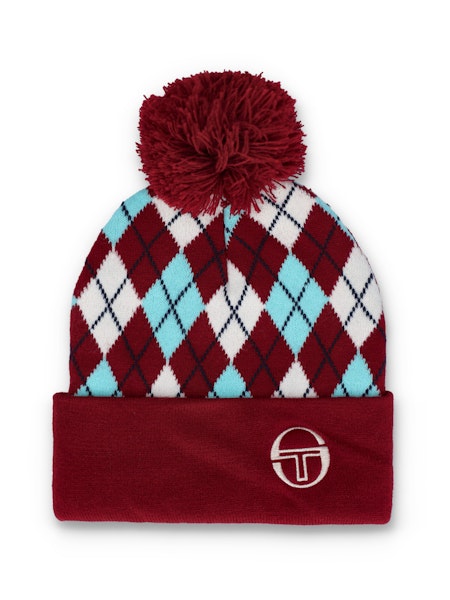 Sergio Tacchini Hamilton Jacquard Argyle Beanie Rhubarb/Gardenia/Aruba Blue
