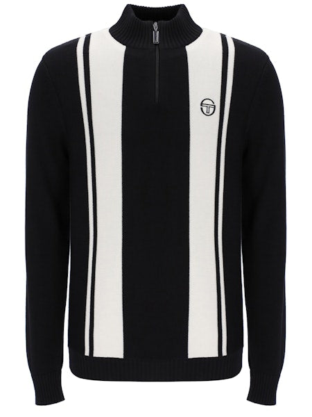 Sergio Tacchini Young Line 1/4 Zip Knit Black/Gardenia