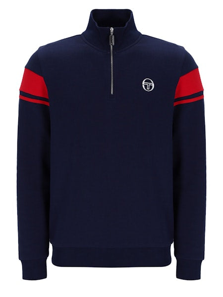 Sergio Tacchini Damarindo 1/4 Zip Sweatshirt Maritime Blue/Adrenaline Rush