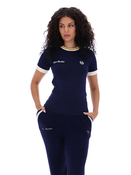 Sergio Tacchini Ladies Adella Ringer T-Shirt Maritime Blue/Gardenia