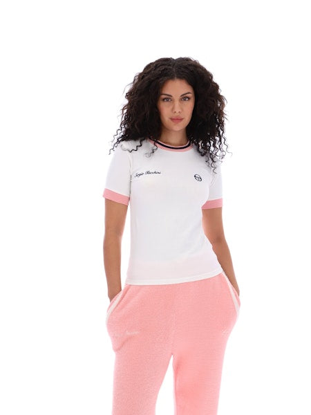 Sergio Tacchini Ladies Adella Ringer T-Shirt Quartz Pink/Gardenia