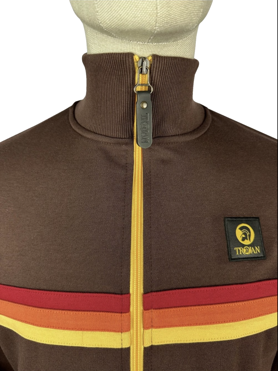 Trojan Retro Stripe Track Top Chocolate
