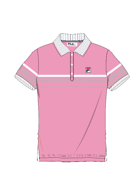 FILA Francis Yarn Dye Stripe Polo Prism Pink/White/High Rise