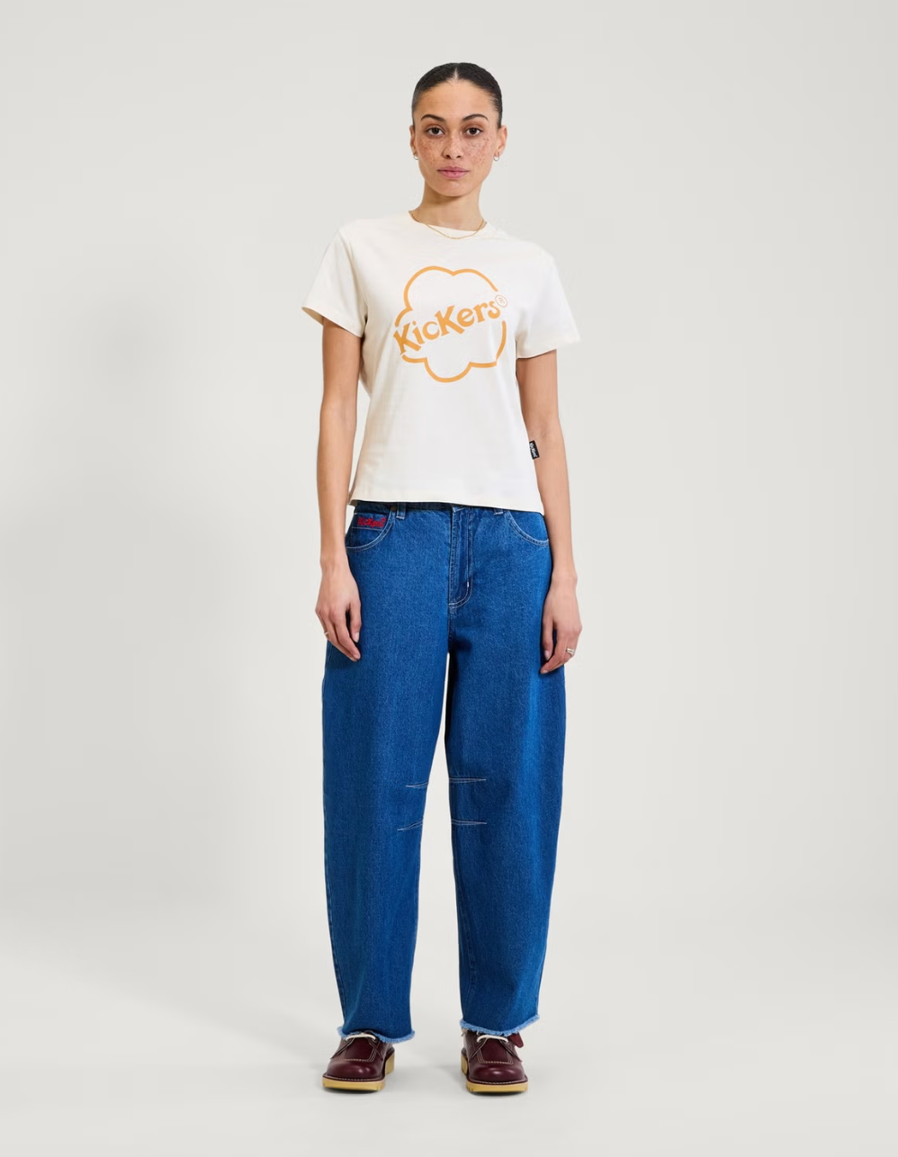 Kickers Ladies Single Jersey Skinny T-Shirt Ecru