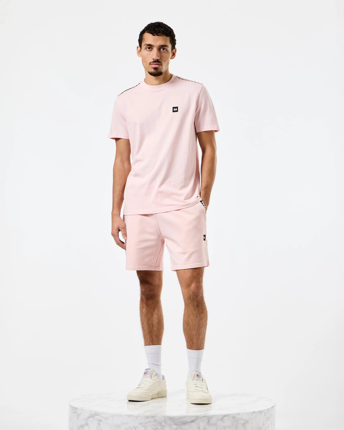 Weekend Offender Manuel Check Piping T-Shirt Pale Blush/Mid house Check