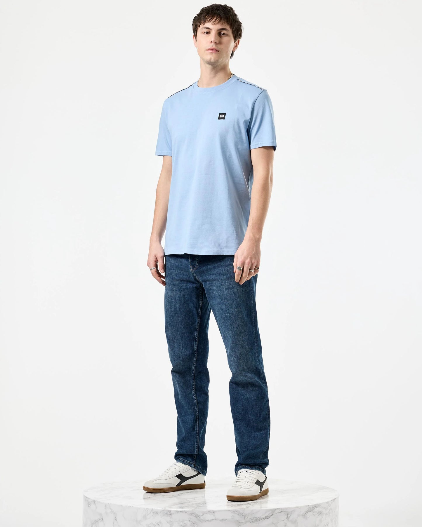 Weekend Offender Manuel Check Piping T-Shirt Sea Marine/Mid house Check