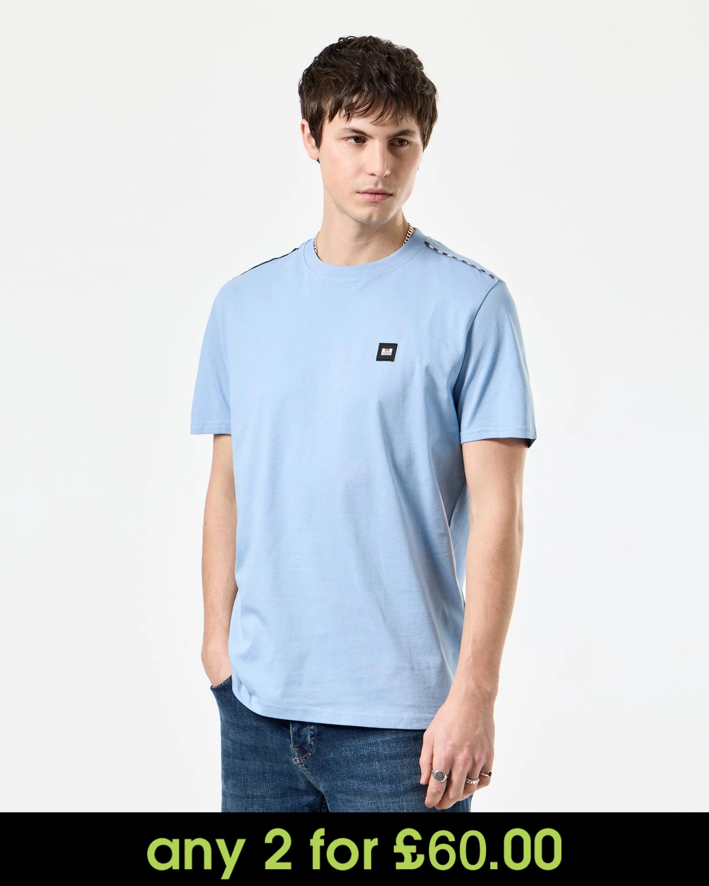 Weekend Offender Manuel Check Piping T-Shirt Sea Marine/Mid house Check