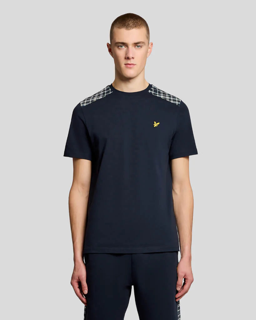 Lyle & Scott Check Panelled T-Shirt Dark Navy