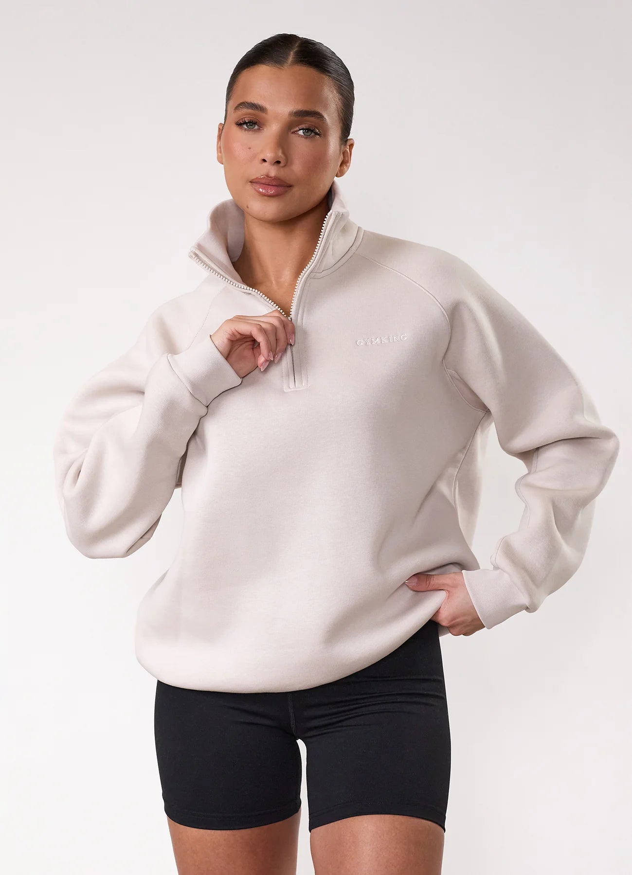 Gym King Ladies 365 Raglan Sleeve Funnel Pebble
