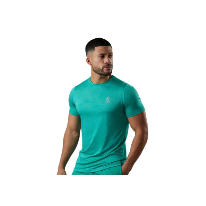 Gym King Geometric Knit T-Shirt Ultra Marine Green