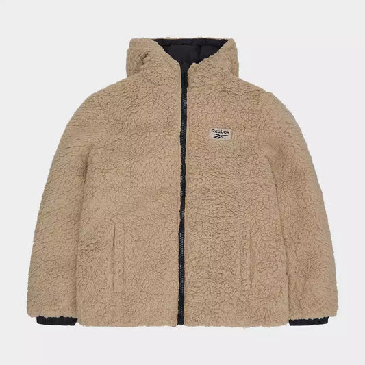 Reebok Ladies Reversible Puffer Sherpa Jacket Black