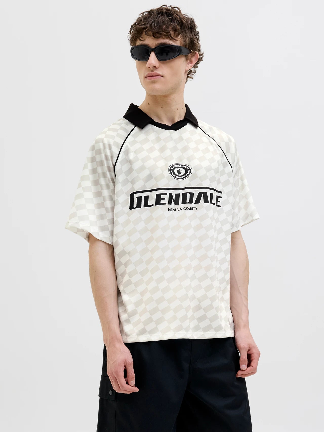 JACK & JONES JCORETREAT Mesh Printed Polo Shirt Cloud Dancer/Vapor Blue
