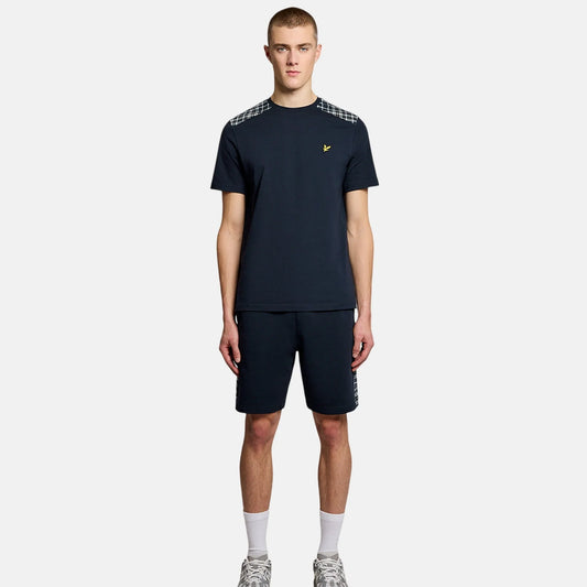 Lyle & Scott Check Panelled Sweatshort Dark Navy