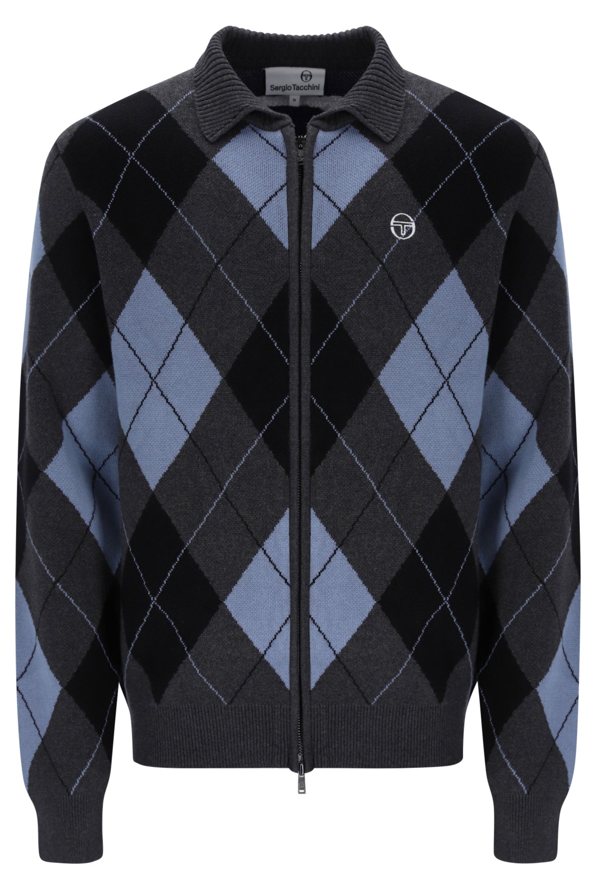 Sergio Tacchini Macro Knitted Cardigan Charcoal Marl/Black/Country Blue
