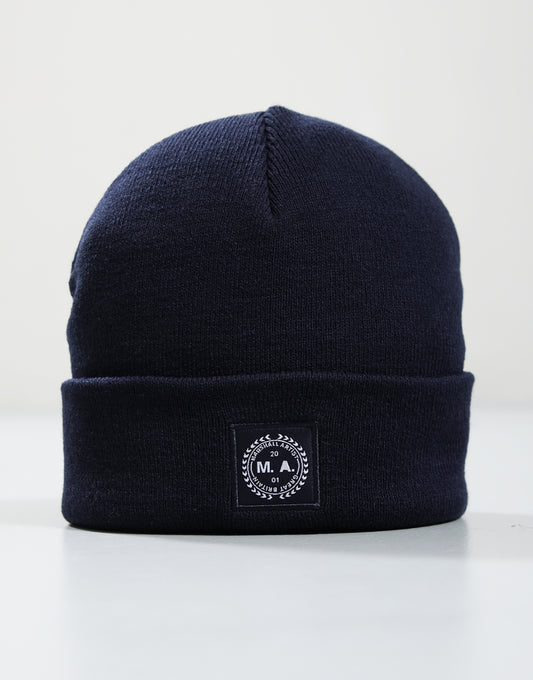 Marshall Artist Woven Badge Knit Beanie Navy
