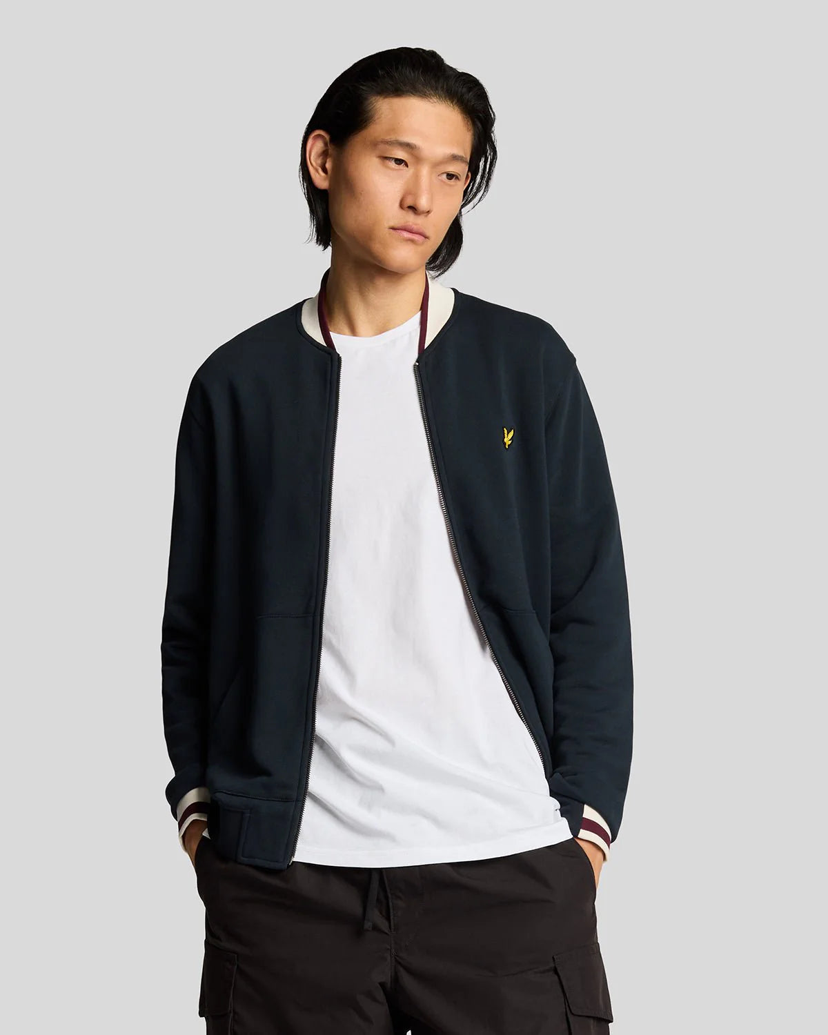 Lyle & Scott Half Tipped Jersey Bomber Dark Navy