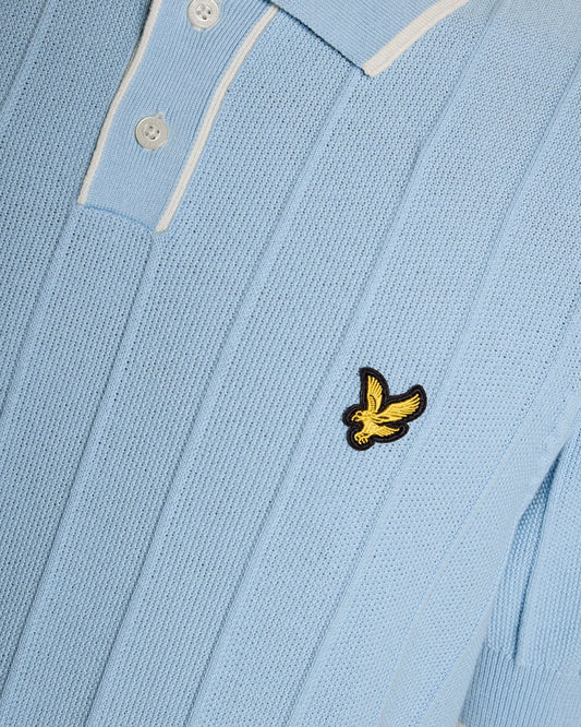 Lyle & Scott Tipped Pique Knitted Polo Shirt Chalk Blue