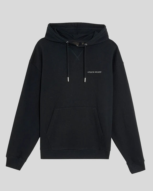 Lyle & Scott Script Brushback Pullover Hoodie Dark Navy