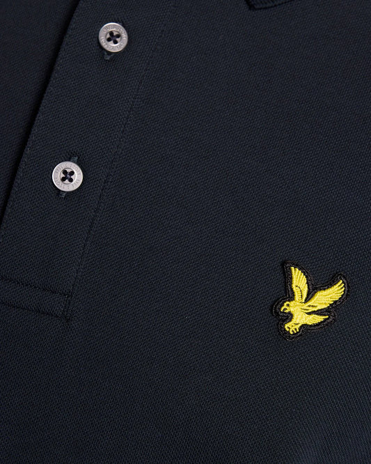 Lyle & Scott Fine Cotton Tipped Polo Shirt Dark Navy/Chalk Blue