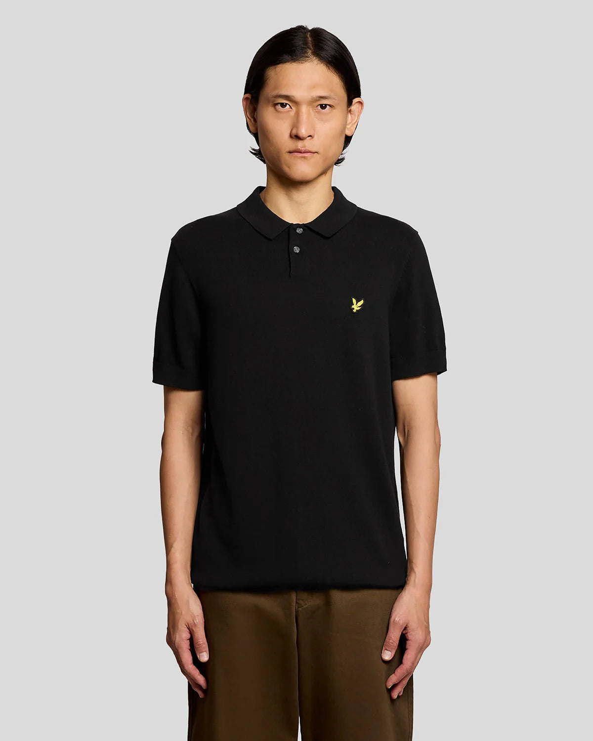 Lyle & Scott Cotton Knitted Polo Shirt Jet Black