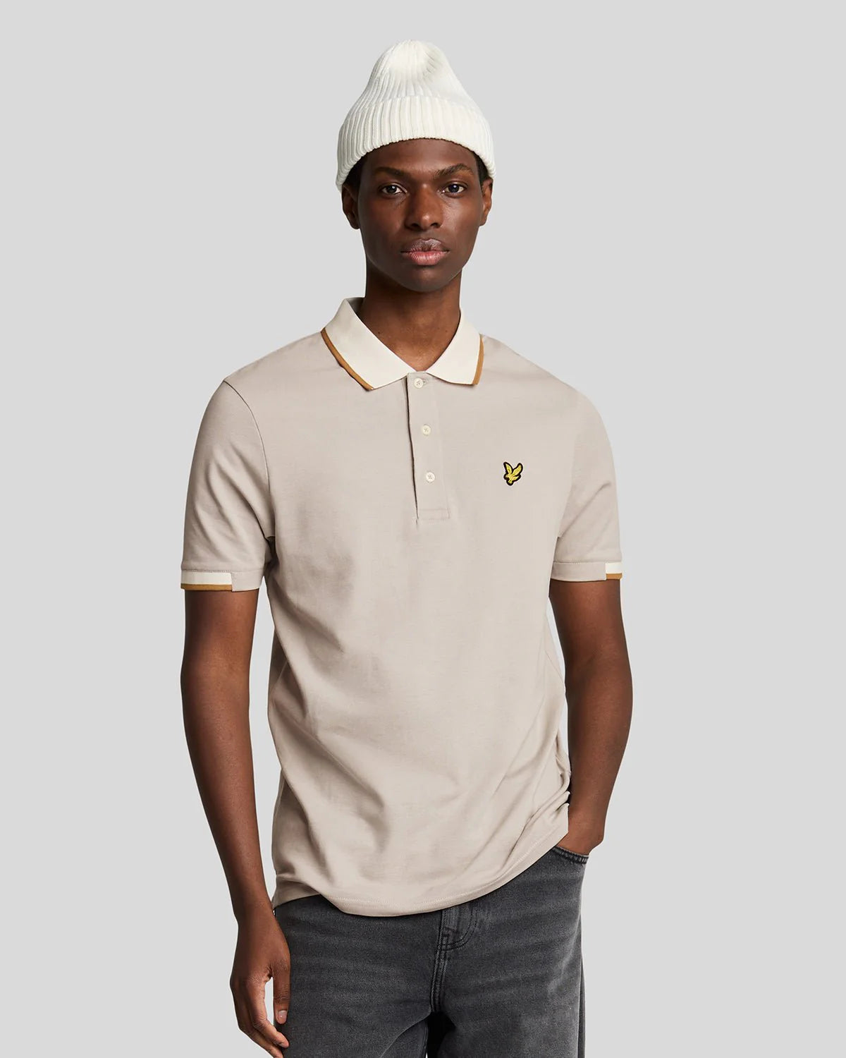 Lyle & Scott Half Tipped Polo Shirt Pale Grey