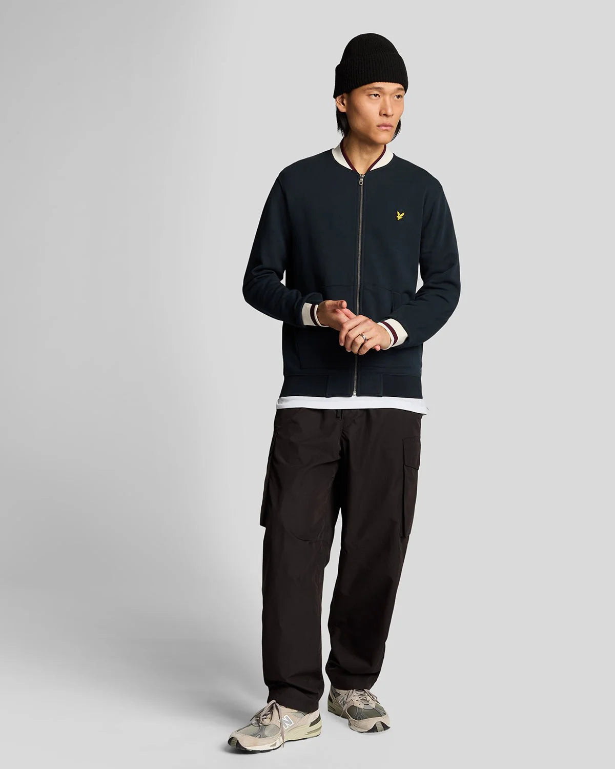 Lyle & Scott Half Tipped Jersey Bomber Dark Navy