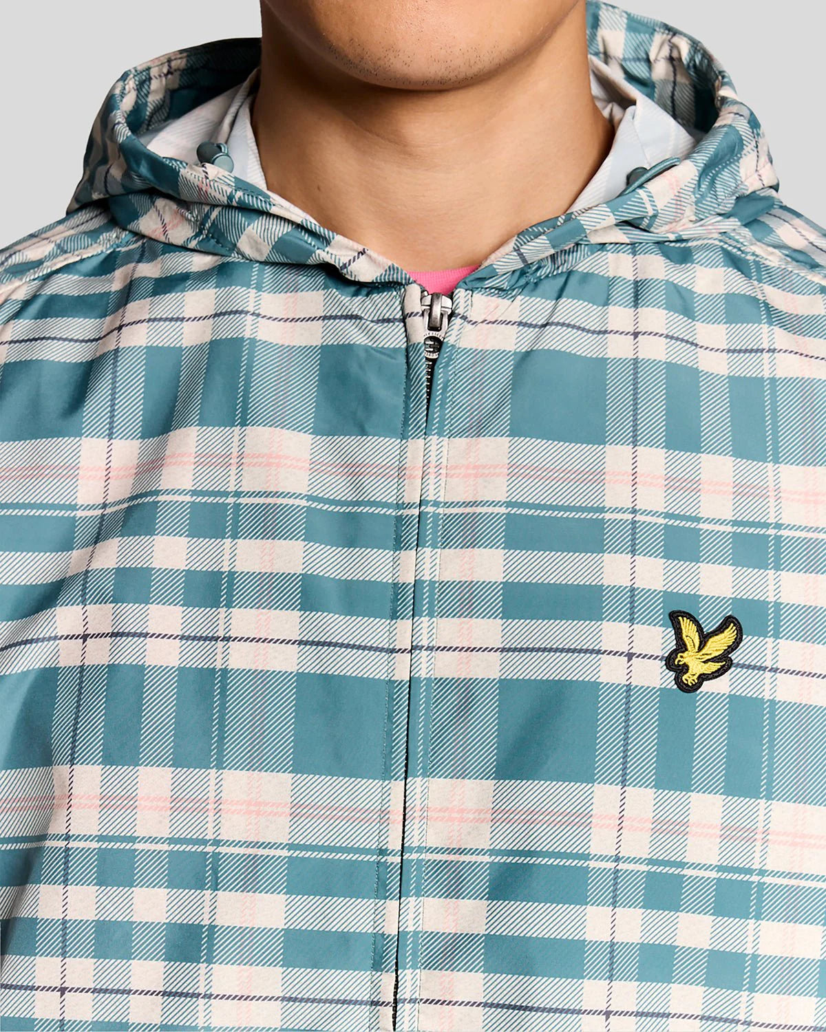 Lyle & Scott Tartan Lightweight Hooded Jacket Everglade