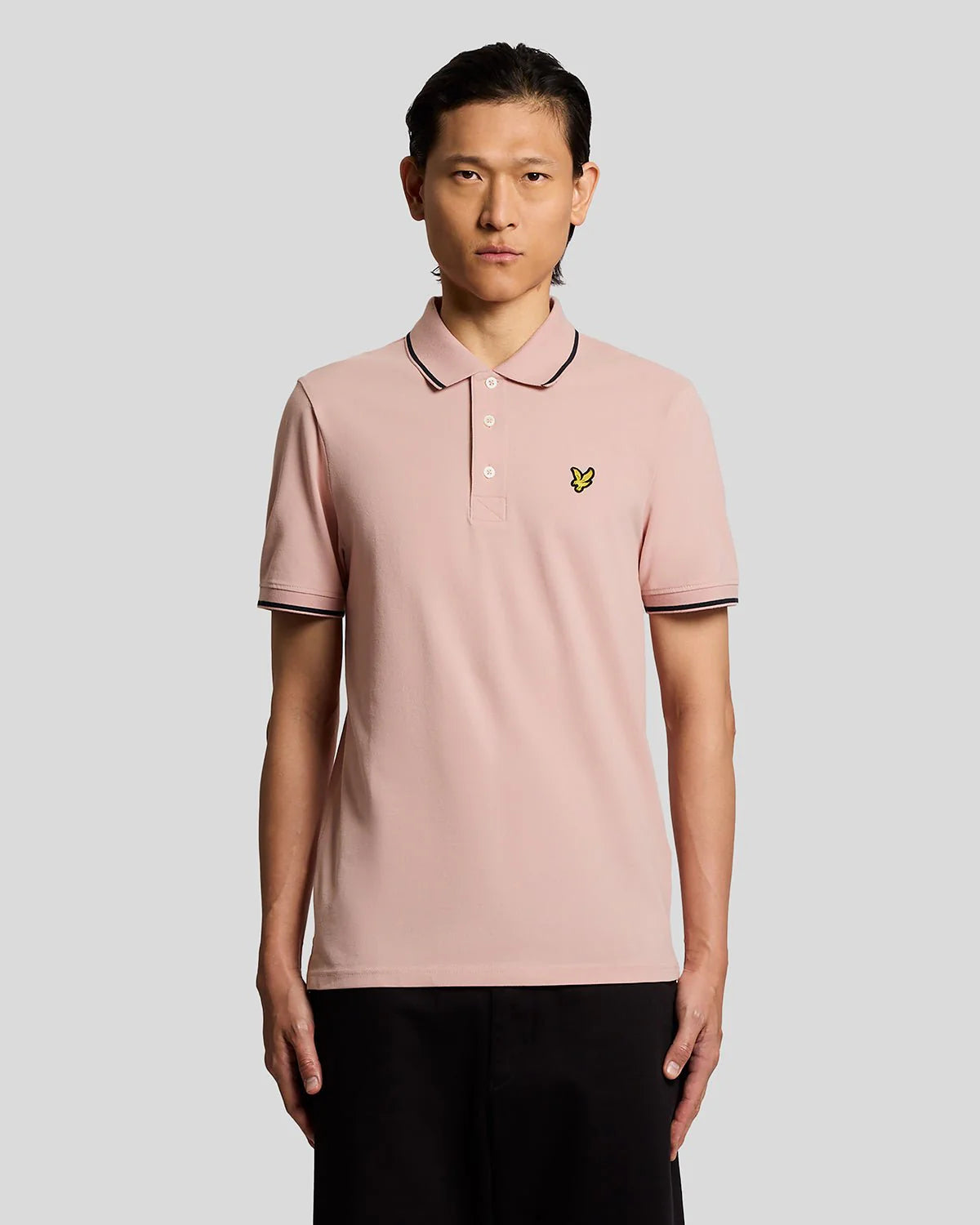 Lyle & Scott Tipped Polo Shirt Pink Grapefruit/Dark Navy