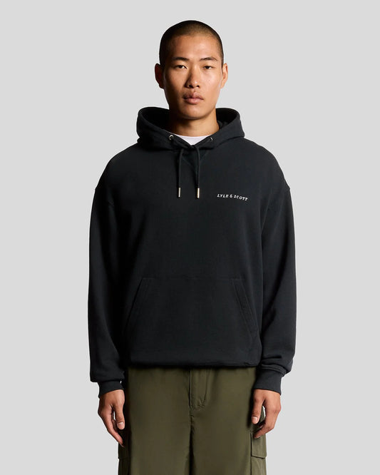 Lyle & Scott Script Brushback Pullover Hoodie Dark Navy