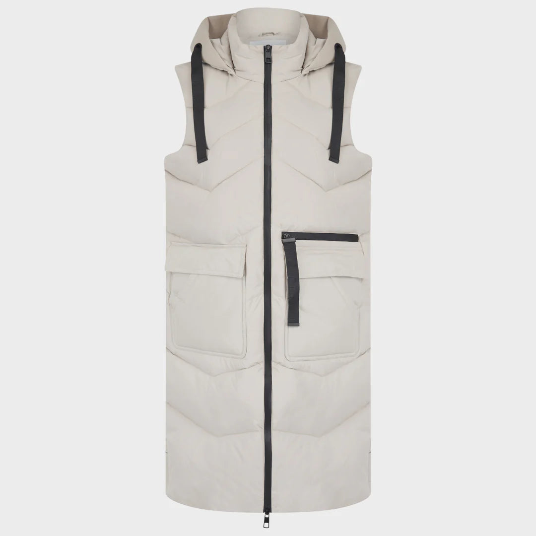 Saint & Sinner Longline Quilted Gilet Oyster
