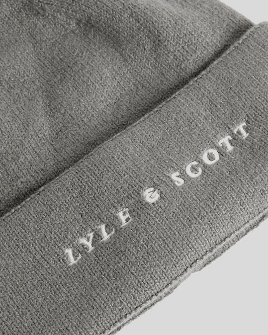 Lyle & Scott Script Logo Beanie Mid Grey Marl