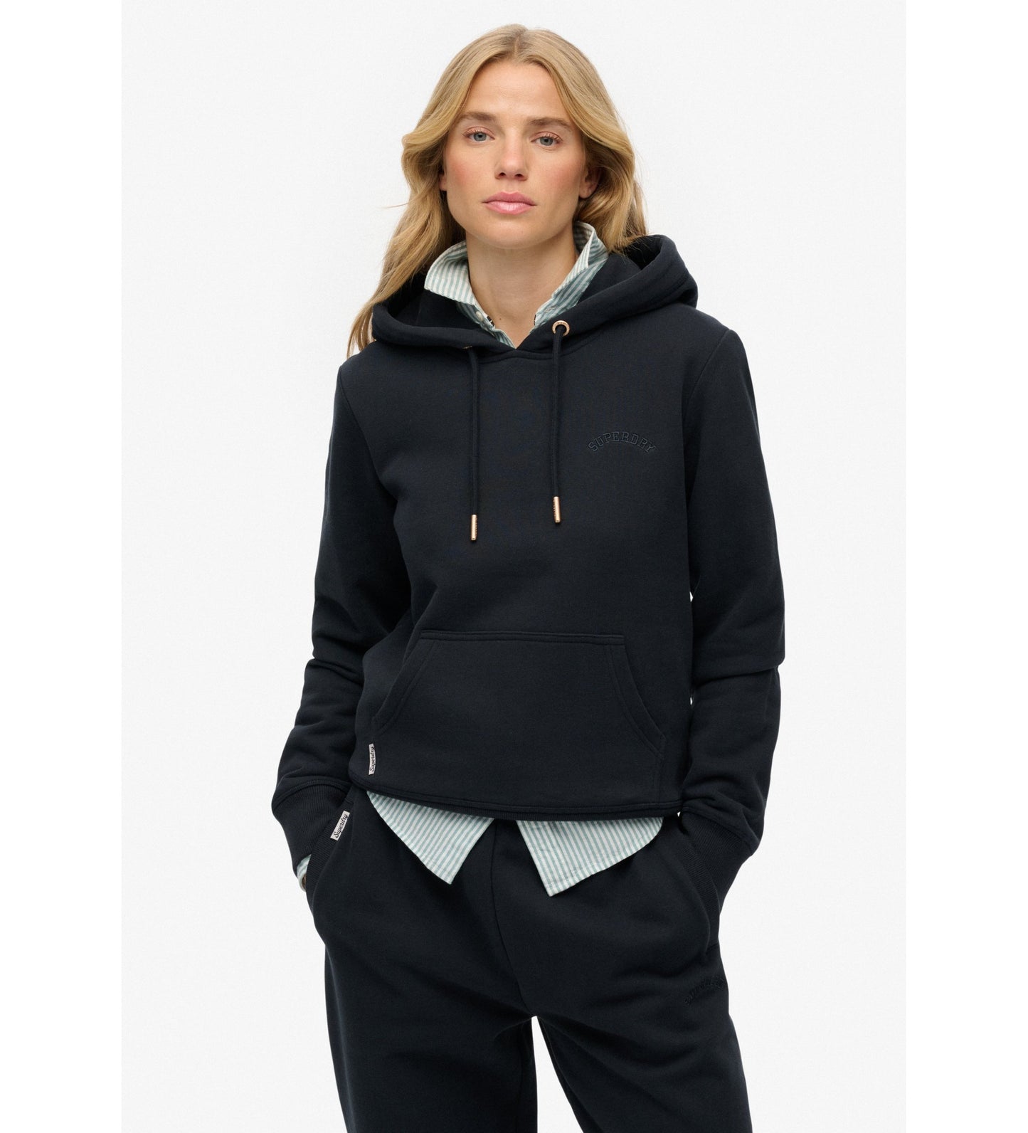 Superdry Ladies Essential Logo EMB Hood Eclipse Navy