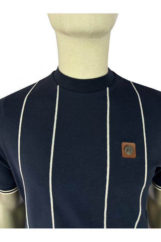 Trojan Chain Stitch Pique T-Shirt Navy