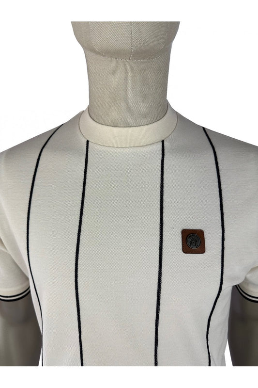 Trojan Chain Stitch Pique T-Shirt Ecru
