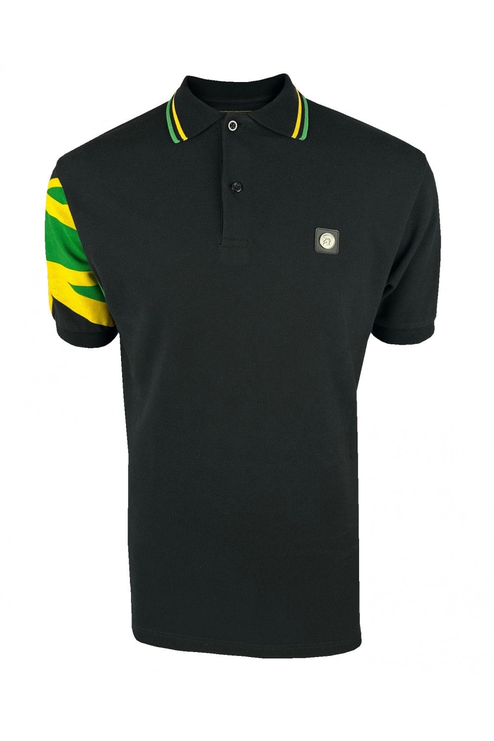 Trojan Flag Sleeve Pique Polo Black