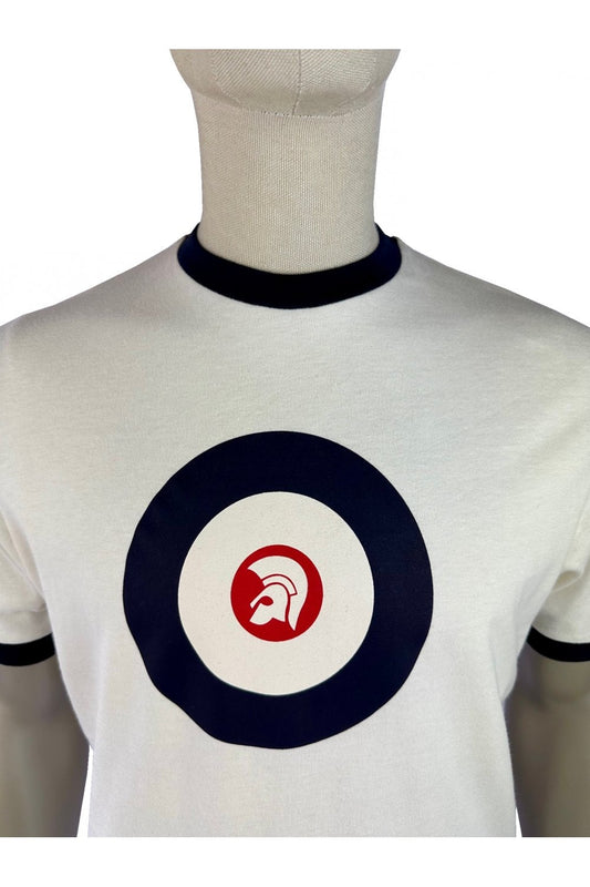 Trojan Target Logo Ringer T-Shirt Ecru