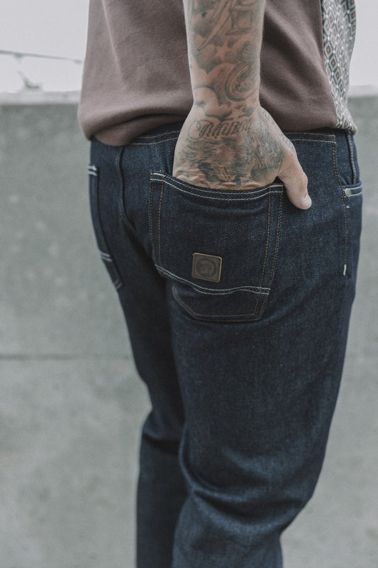 Trojan Zip Stretch Straight Leg Jeans Raw