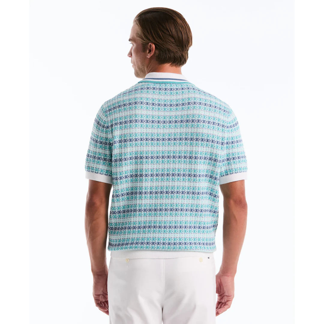 Original Penguin Textured Jacquard Sweater Polo Shirt Bright White