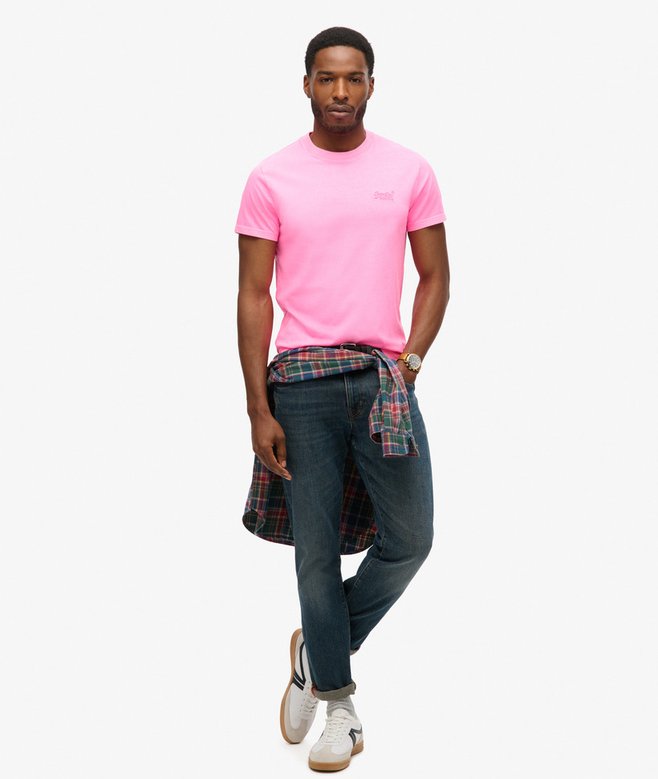 Superdry Essential Logo Embroidered T-Shirt Dry Fluro Pink